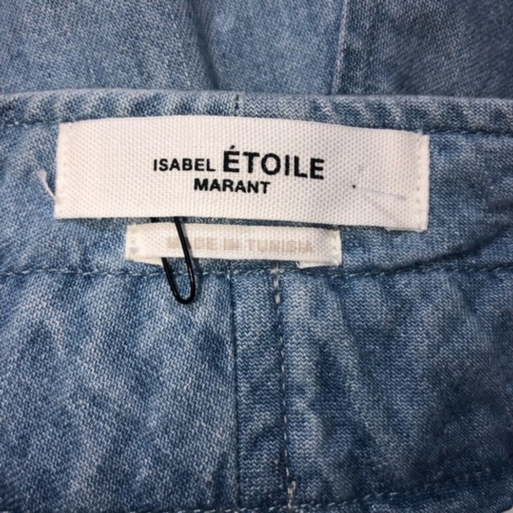 Isabel Marant Etoile Marius Light Blue Cotton Tie Waist Utility Shorts 38 NWOT - Picture 6 of 9
